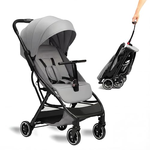 Image of Baby Stroller, 2 in 1 Lightweight UmbrellaTravel Stroller with Automatic Fold, Compact with Basket for Airplane Walking(Gray)