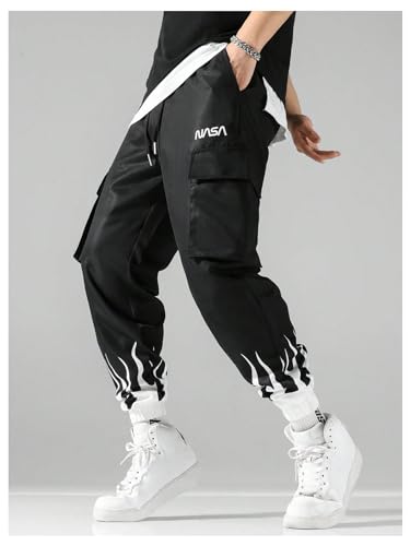 Floerns Men's Letter Print Active Cargo Jogger Pants Outdoor Flap Pocket Trousers3