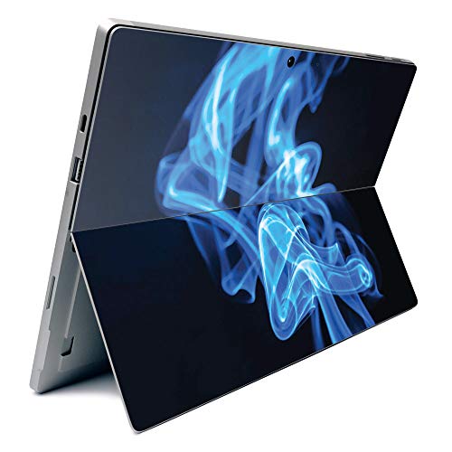 Image of MightySkins Carbon Fiber Skin for Microsoft Surface Pro 7 - Blue Flames | Textured Carbon Fiber Finish | Easy to Apply, Remove, and Change Styles | Made in The USA