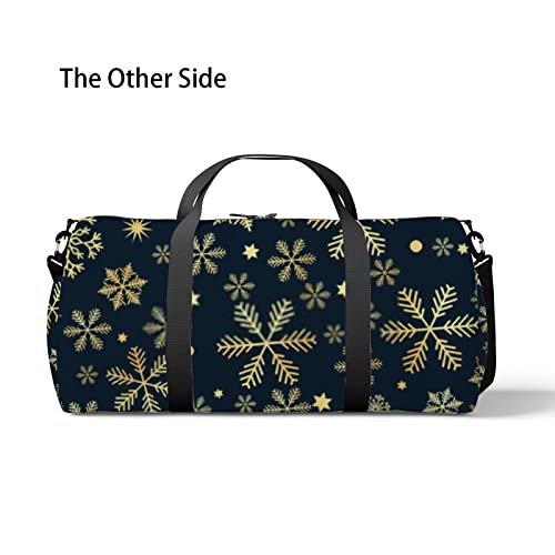 Bolsa de viagem grande para homens e mulheres, Natal, ouro escuro, vintage, flocos de neve, bolsa de