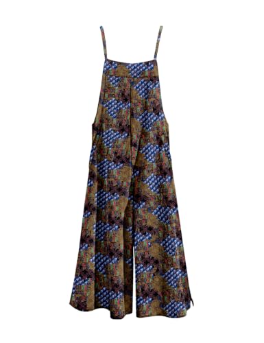 Image of YESNO Women Casual Loose Long Bib Pants Wide Leg Jumpsuits Baggy Cotton Rompers Overalls with Pockets PZZTYP2