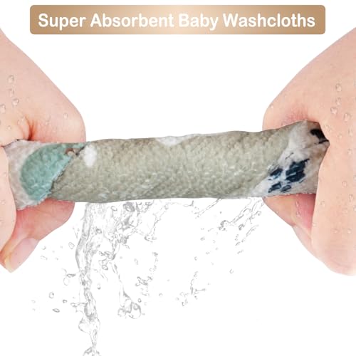 Image of softan Baby Washcloths, 24Pack Baby Wash Cloths Extra Soft & Ultra Absorbent, Baby Towels Face Towel Unisex for Boys Girls Face & Body, Washclothes Gentle on Sensitive Skin, 9''x 9'' Bear
