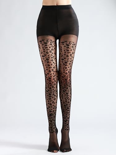 Image of Sahabowi Women Sheer Tights, High Waist Pantyhose, Vintage Control Top Stockings(Patterns Colourful), Pantyhose5