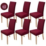 sorliva Housses de Chaise 6 Pièces , Couverture de Chaise de Salle à Manger Extensible Protection de Chaise Moderne Lavable pour la Décoration Fête Banquets Hôtel de Bureau(Bordeaux)
