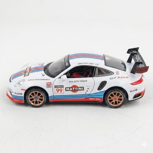 Image of Porsche 911 GT3 RSR 1:32 Scale Die-Cast Car Model - Martini Racing Livery Fixed Rear Wing Pull-Back Alloy Metal Race Car Toy for Kids & Collectors