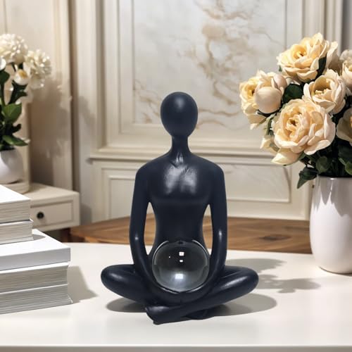 Estatua Decorativa Yoga Girl en Resina Negra 7.9 Pulgadas miniatura 1