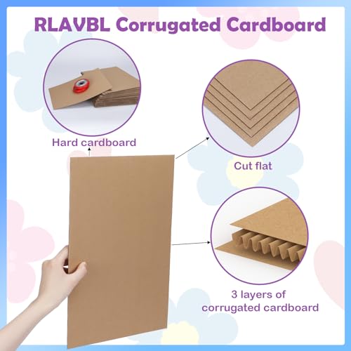 Image of RLAVBL 50 Pack 11x14 Corrugated Cardboard Sheets, Flat Cardboard Inserts for Shipping, Mailing, Packing, DIY Crafts