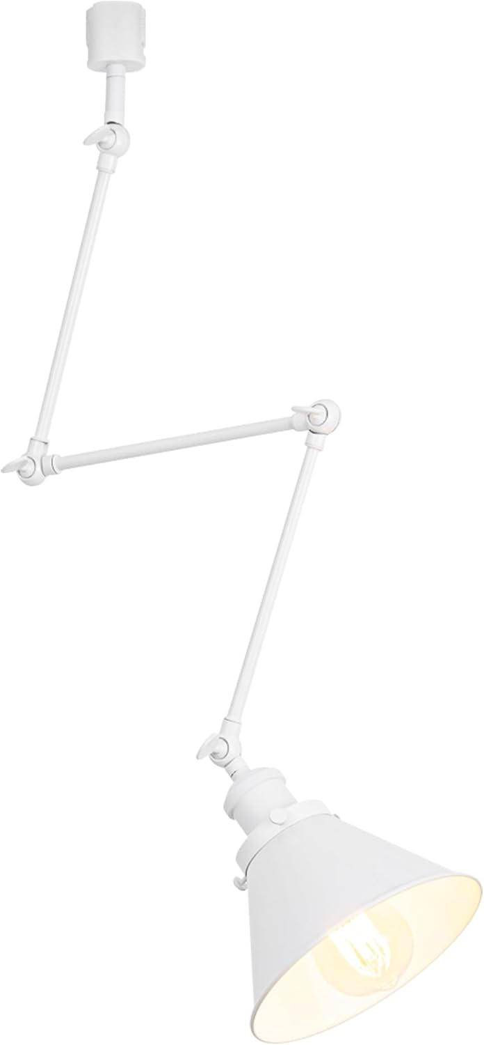 H-Type Track Lamp Adjusted Angle Rotated Degree White Lampshade 38.1" Height Pendant Light Vintage Design for Gallery Loft Farmhouse Store(No Bulb, Track)