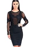 Forever Unique Femmes Talisa Dentelle Brodé Robe Moulante   Noir   Noir, S