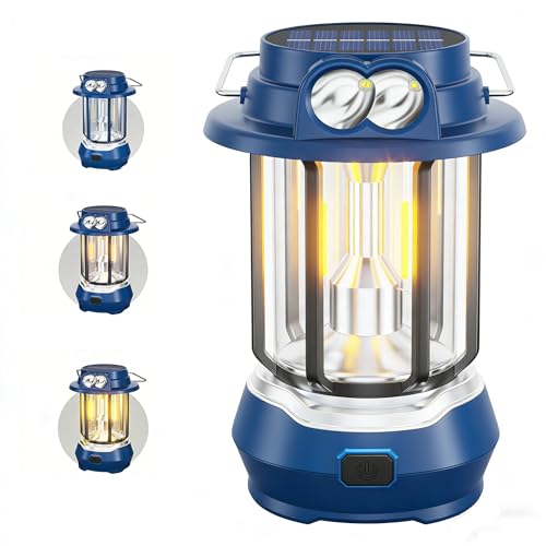 HOMY Large Camping Lantern Rechargeable ，Solar & USB C Tent Lights for Camping, Hiking, Emergency