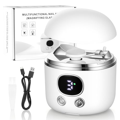 2-in-1 Electric Nail Clipper & Baby Nail Trimmer– USB Rechargeable with Magnifier, Dual-Blade...