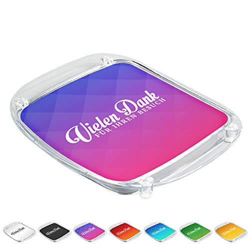 WIRKSAMWERBEN Zahlteller, Wechselgeldteller, Geldteller für Dienstleister, Danke für den Besuch, Acryl-Glas, Lila, Violett, fix & fertig