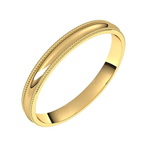 Sonia Jewels Solid 18k Yellow Gold 2.5mm Milgrain Comfort Fit