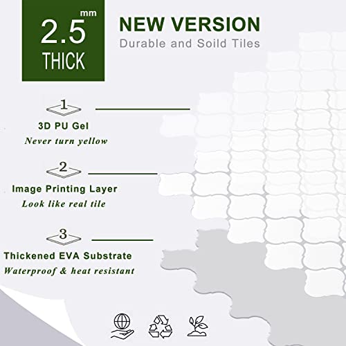 Stickgoo Arabesque Tile Peel And Stick Backsplash, 12”X12” Backsplash Tile For Kitchen Peel And Stick, Self Adhesive Wall Tile Stick On Tiles (Thicker Design, White) #TOP1