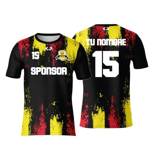 KALLPA SPORT EKALLPA SPORT Camiseta Deportiva de fútbol personalizada. Niños y adultos. Solo Camiseta. Personaliza con nombre, escudo, número y sponsor. (SOLO CAMISETA, MODELO 68)