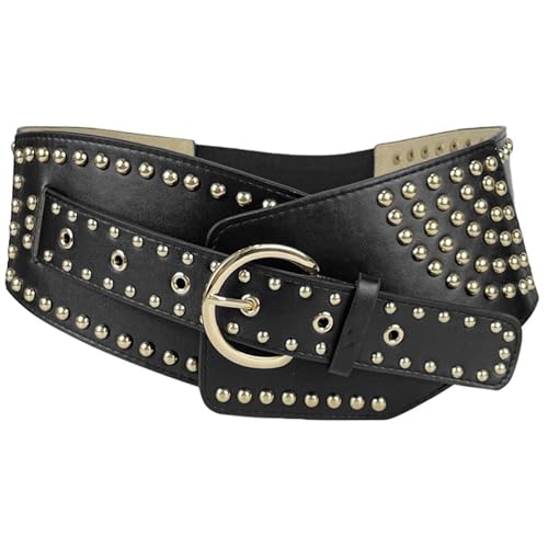 Rivets Studded Belt Aesthetic Corset PU Waistband Dress Belt Casual Wide Belt Pants Dresses Corset Belt