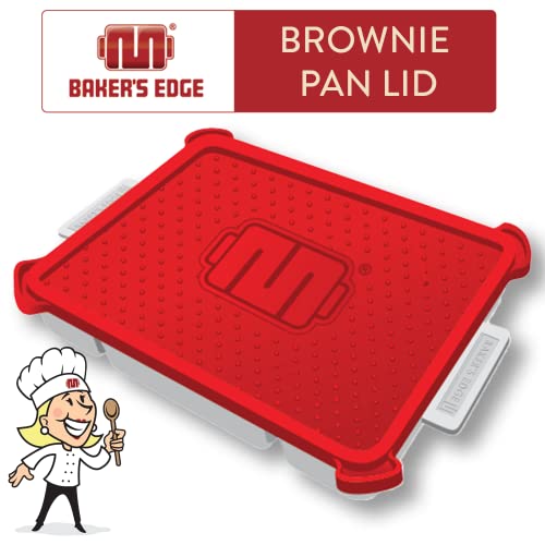 Baker's Edge Lid & Wedge Pack For The Edge Brownie Pan| Silicone Lid For Your Brownie Pan Plus The Edge Wedge To Divide Your Pan Into Two Separate Baking Areas| Lid & Wedge Only - Pan Sold Separately #TOP4