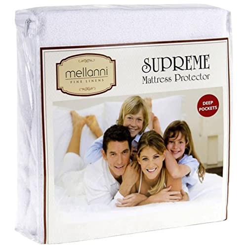 Mellanni Waterproof Mattress Protector Twin Size - 16" Fitted Deep Pocket - Washable Twin Mattress Cover - Breathable Twin Mattress Protector - Protects Against Spills (Twin)