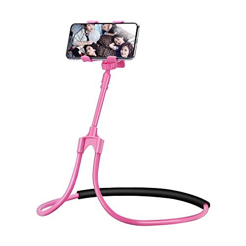 Mlsh stand Desktop Foldable Mobile Phone Holder Lazy Hanging Neck Mobile Phone Holder Practical Mobile Phone Bracket Bed Creative Support Frame (Color : Pink)