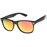 zeroUV ZV-8025-02 Retro Matte Black Horned Rim Flash Colored Lens Sunglasses, Black, 50mm