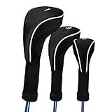 LONGCHAO Red/Black Golf Head Covers Driver 1 3 4 5 7 X Fairway Woods Headcovers Long Neck Neoprene Protective Covers with Interchangeable No. Tags Fits All Fairway and Driver Clubs(3pcs)