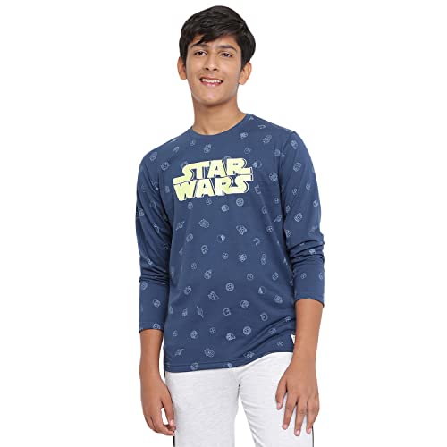 Image of Li'l Tomatoes Boys Regular Fit Printed Round Neck Cotton Tshirt Dblue