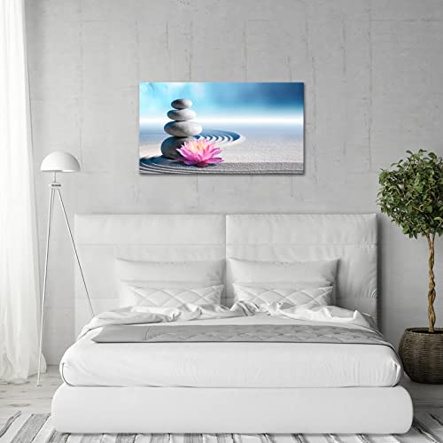 Artsbay Zen Stone Sand Canvas Wall Art Pink Lotus Flower Picture Painting Still Life Giclee Print Artwork Modern Home Peaceful Decor Stretched And Framed For Bedroom Office Spa Room Decoration #TOP3