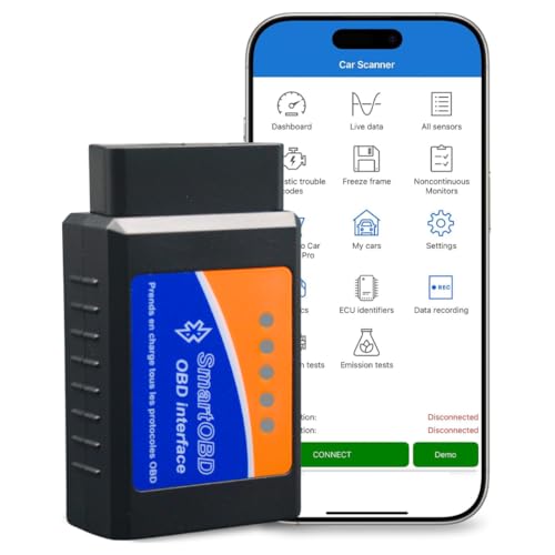 OBD Bluetooth - Diagnostic Auto obd | Lisez & Effacez les Codes Erreurs | Compatible Tous Véhicules | Valise obd - Support 7j/7 - SmartOBD