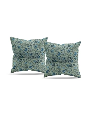 Image of Neel Hand Block Printed Cushion Cover Set | Cushions Cover for Home & Office | 100% Cotton Fabric | Size - 16 x 16 Inches | Pack of 2 Cushion Covers | Color - White