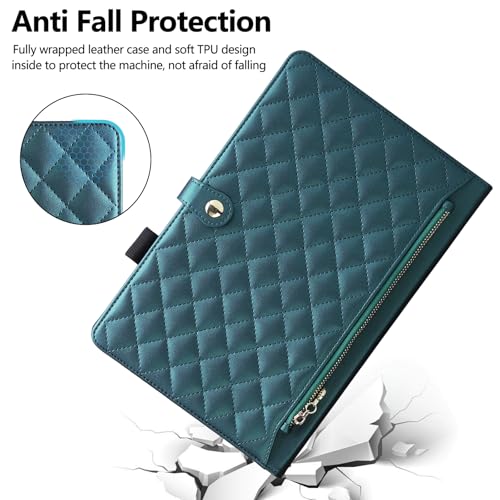 Étui Samsung Galaxy Tab A9 Plus en cuir PU vert avec finitions couture et support - 6
