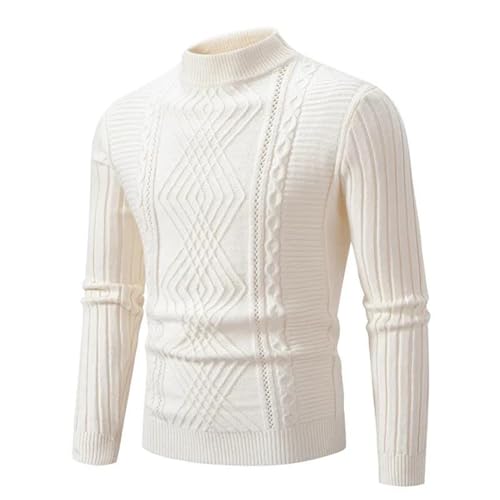 Men's Knit Solid Sweater Mock Neck Knitted Pullovers Causal Slim Fit Warm Thick Sweaters2