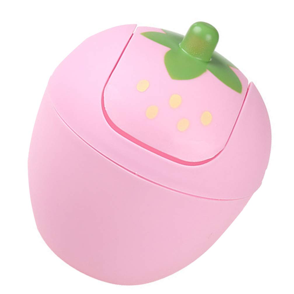NUOBESTY Pink Plastic Mini Trash Can with Swing Lid, Fingerprint Resistant and Stain Proof, Ideal for Desktop, Office, Home, Bathroom, Kitchen, and Laundry Room