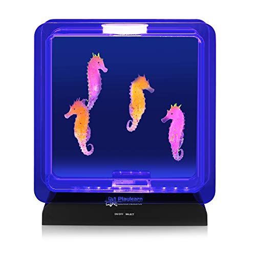 Best Deal 🛒 Playlearn Sea Horse Fish Lamp Tank Aquarium - Mood Night Light for Kids - Color Changing LED Lamp - Comes with 2 Sea Horse Fish. (Multi-Colored, Sea Horse)