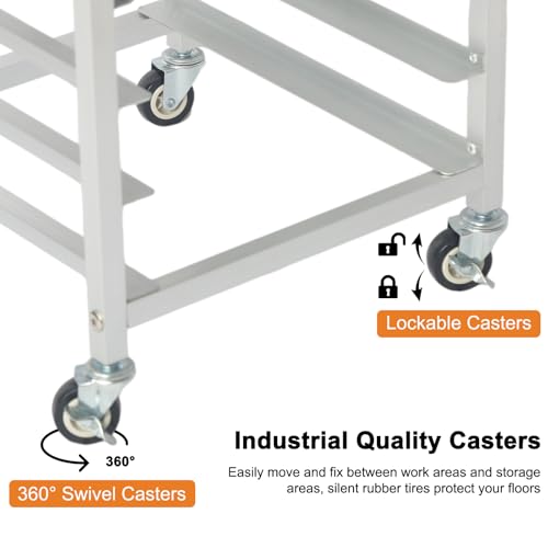 10-Tier Quarter & Half Sheet Pan Rack - Bread Baking Speed Rack for Cooling, Bakery Stand with wheels for Bun Pan Tray, Home Kitchen Tiered Rolling Cart for Oven(for 1/2 & 1/4 Sheet)