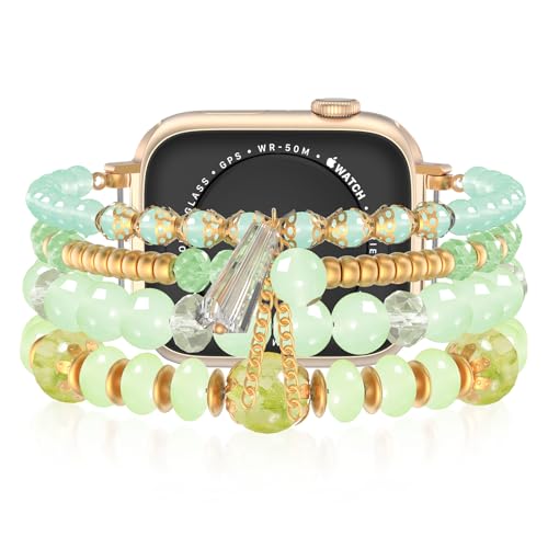 KAGREC Beaded Watch Band Compatible with Apple Watch 42mm 44mm 45mm 46mm 49mm for Apple Watch Women Bracelet Band, Fancy Watch Band Dressy Watch Strap for iWatch SE Series 10 9 8 7 6 5 4 3 2 1