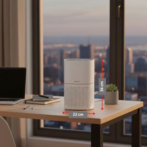 alpina Purificateur d'Air avec Ioniseur - Filtre à Air HEPA H11 - Air Purifier 3 Vitesses - Destructeur d'Odeur - Purificateur Air avec Minuteur, Mode Nuit Silencieux - Air Purifier 28 m2 - Blanc – Image 4