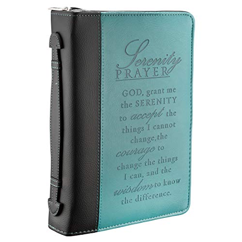 Christian Art Gifts Women's Fashion Bible Cover Serenity Prayer, Aqua/Black Faux Leather (Medium) #TOP2