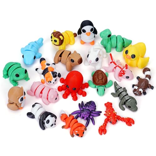 Gencokok 20PCS Mini Animals Set, 3D Printed Little Animals Articulated Flexible Fidget Toy, Mini Animal Figurines Toy, 3D Printed Cute Animal Toys Home, Office, Executive Desk for Christmas Decoration