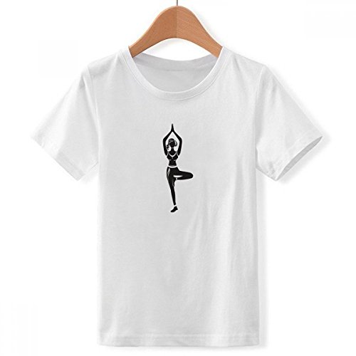 T-Shirt Blanc Yoga Stand pour Adolescent Style Décontracté au Collège