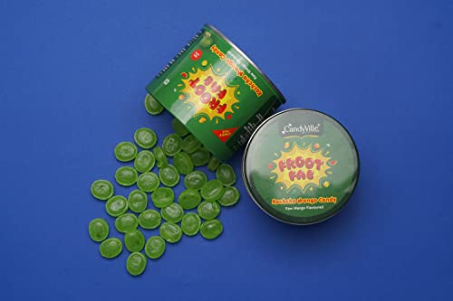 Image of CandyVille Frootfab Kachcha Mango Candy Tin (340 Gm) | Kachi Keri | Kaccha Aam | Raw Mango Flavoured Candy Tin