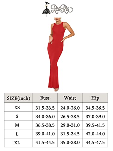 Reoria Women's Summer Sexy Casual Lounge Tank Long Dress Elegant Wedding Guest Sleeveless Halter Neck Bodycon Maxi Dresses Coffee Medium #TOP5