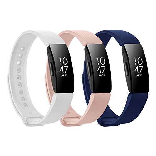NANW Bands Compatible with Fitbit Inspire HR Bands/Fitbit Inspire Band, 3-Pack Adjustable Soft Silicone Inspire Straps for Women Men Sports Replacement Accessories Bands for Inspire/Inspire HR, Larg
