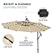 wikiwiki 10ft Solar LED Patio Umbrella with Base Included, Offset Umbrella with Weighted Sandbag Base, Cantilever Patio Umbrellas for Backyard, Garden & Deck, 32 LED Lights & Polyester Shade, Beige