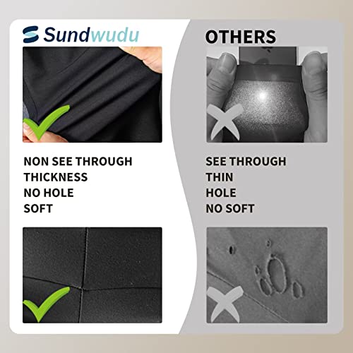 Sundwudu Leggings For Women Tummy Control - High Waist Non See Through Printed Workout Yoga Pants Black #TOP1