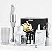 Enfmay 5-in-1 Immersion Hand Blender, 500W 6-Speed Handheld Stick Blender with Stainless Steel Blades,Whisk & Milk Frother, BPA-Free Chopper Beaker for Soups, Smoothies, Sauces, Baby Foods, White