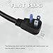 EP 2 Pack 12 Ft Flat Plug Appliance and Power Tool Cord, 14 Gauge 3 Prong 15A Replacement Power Supply Cord Cable, 110V 115V 123V AC Pigtail, Black