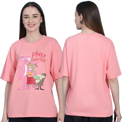 Image of Preneum Women's Cotton Cool Graphic Printed Baggy Fit Drop-Shoulder Sleeves Cotton Oversized T-Shirt