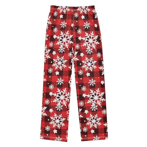 Christmas Pajama Pants Black and White Checkered Snowflake Long Sleep Pants Lounge Bottoms