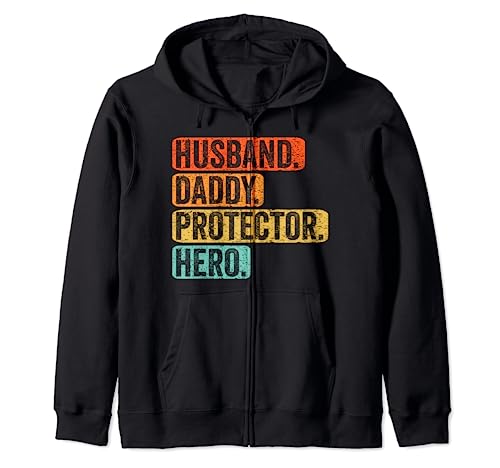 Husband Daddy Protector Hero Vintage Fathers Day Father Sudadera con Capucha