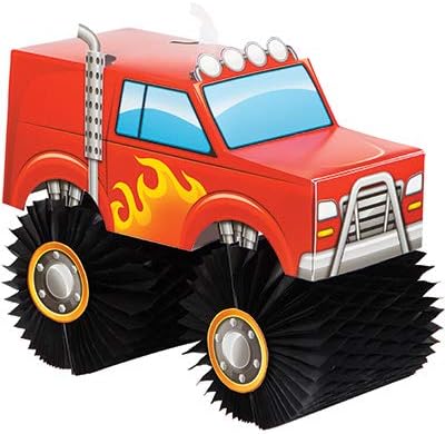 Club Pack Monster Truck Rally 3D Tissue Centerpiece, Box of 6